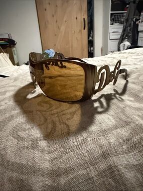 D&G Brown Shield Sunglasses with Logo Arms READ DESCRIPTION